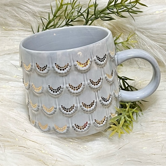 Starbucks 2016 10 oz Grayish Blue Mermaid tail Gold Accent Coffee Mug - Picture 2 of 10
